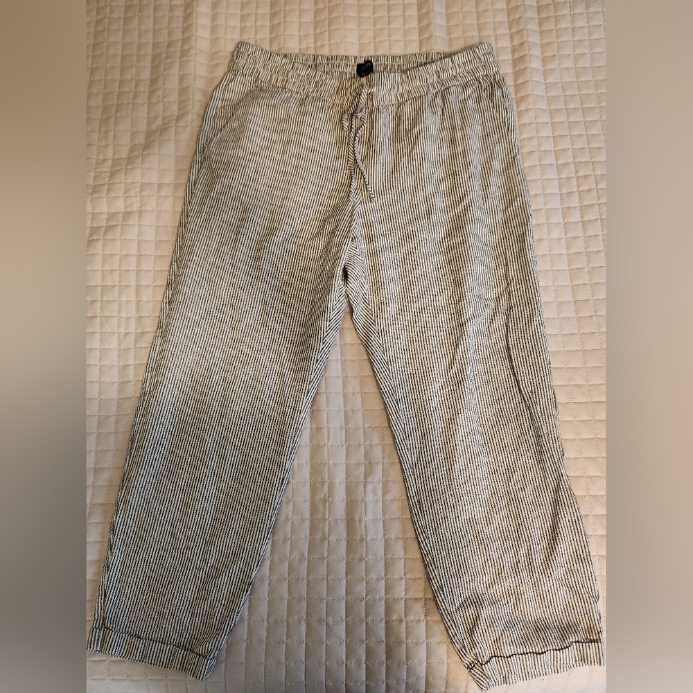 J. Crew Black and White Striped Cropped Pants
